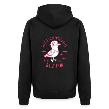 Juste une fille qui aime les mouettes - Dessin animé - Veste à capuche bio Premium Unisexe - noir - Dos - Nico (187cm)