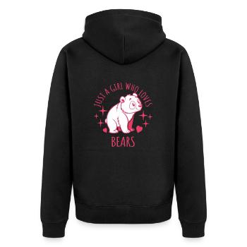 Just a girl who loves bears - Cartoon - Unisex Premium Bio Zip Hoodie - Schwarz - Hinten - Nico (187cm)