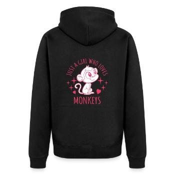 Just a girl who loves monkeys - Cartoon - Unisex Premium Organic Zip Hoodie - black - Back - Nico (187cm)