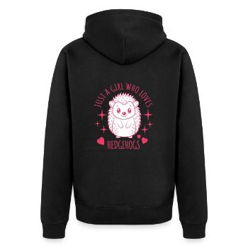 Juste une fille qui aime les hérissons - Dessin animé - Veste à capuche bio Premium Unisexe - noir - Dos - Nico (187cm)