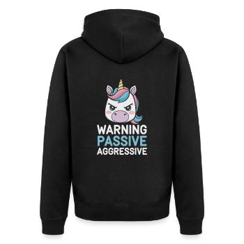Avertissement : Passif, Agressif, Licorne - Veste à capuche bio Premium Unisexe - noir - Dos - Nico (187cm)