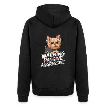 Attention Chien passif agressif motif - Veste à capuche bio Premium Unisexe - noir - Dos - Nico (187cm)