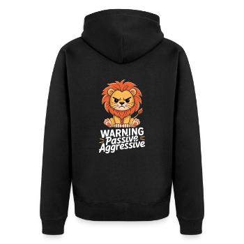 Achtung Passiv-Aggressiver Löwe - Unisex Premium Bio Zip Hoodie - Schwarz - Hinten - Nico (187cm)