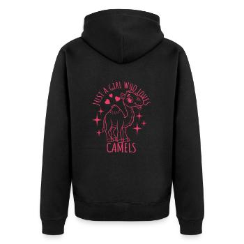 Just a girl who loves camels - Cartoon - Unisex Premium Organic Zip Hoodie - black - Back - Nico (187cm)