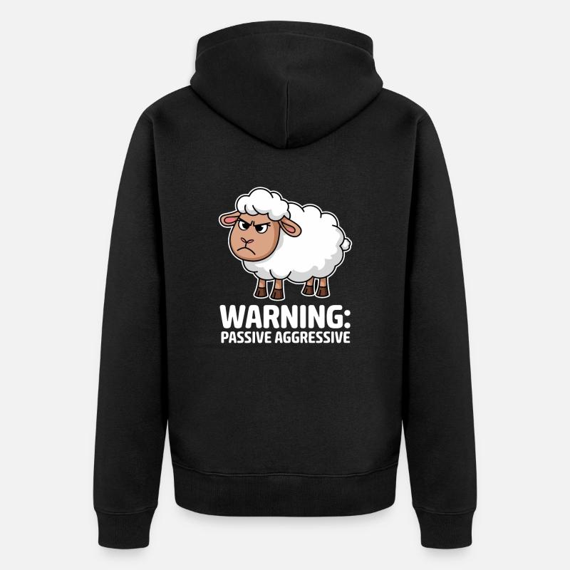 Attention : Mouton passif-agressif - Veste à capuche bio Premium Unisexe - noir