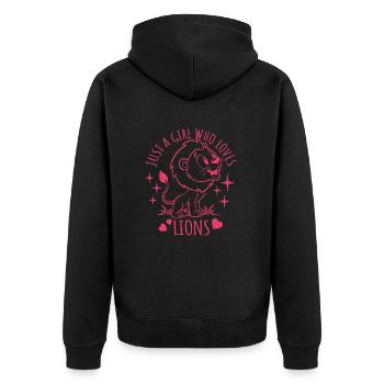 Just a girl who loves lions - Cartoon - Unisex Premium Organic Zip Hoodie - black - Back - Nico (187cm)