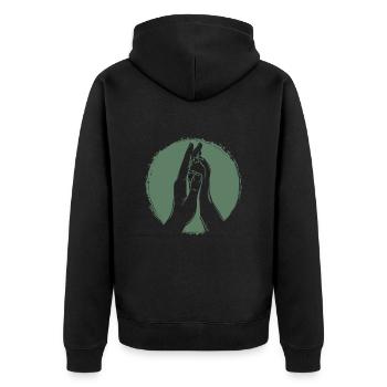 Hand + Dog Paw - High Five - Dog Fan - Unisex Premium Organic Zip Hoodie - black - Back - Nico (187cm)