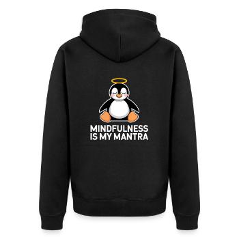 Achtsamkeit Ist Mein Mantra Pinguin - Unisex Premium Bio Zip Hoodie - Schwarz - Hinten - Nico (187cm)