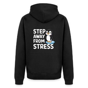 Entferne Dich Vom Stress Mit Süßem Pinguin - Unisex Premium Bio Zip Hoodie - Schwarz - Hinten - Nico (187cm)