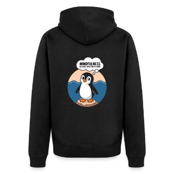 Achtsamkeit Weil Erwachsensein Schwer Ist - Unisex Premium Bio Zip Hoodie - Schwarz - Hinten - Nico (187cm)