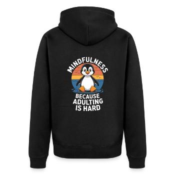 Achtsamkeit Pinguin Erwachsene Herausforderung - Unisex Premium Bio Zip Hoodie - Schwarz - Hinten - Nico (187cm)