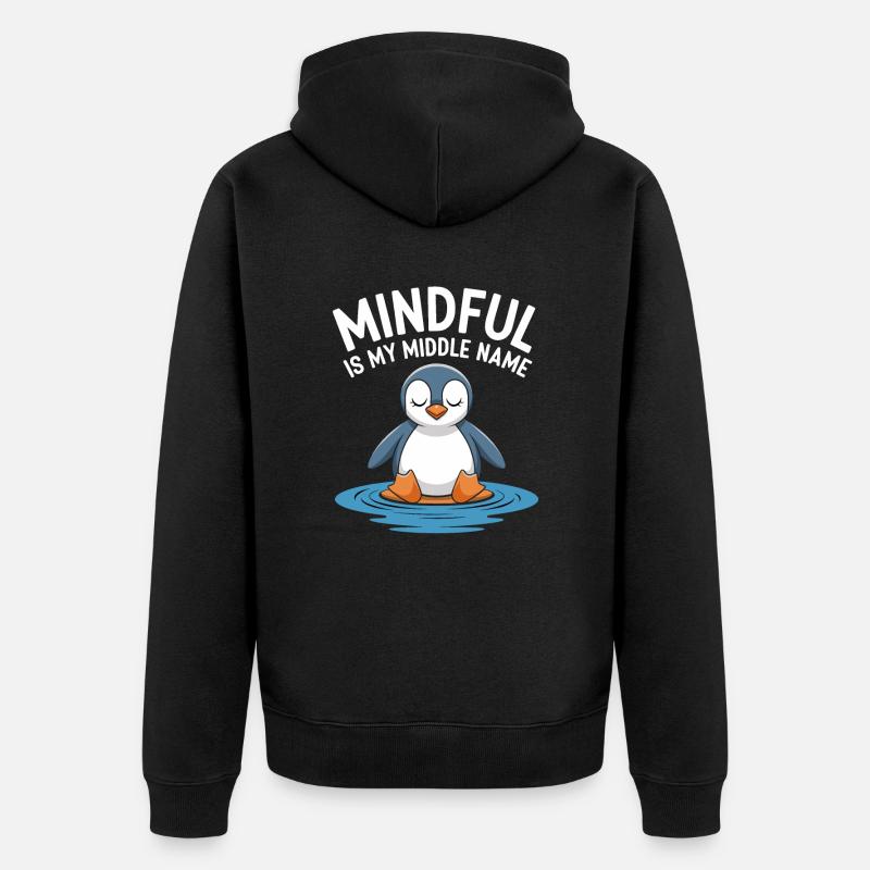 Méditation pingouin consciente Relaxation - Veste à capuche bio Premium Unisexe - noir