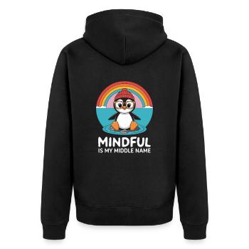 Mindfulness is my middle name Penguin - Unisex Premium Organic Zip Hoodie - black - Back - Nico (187cm)