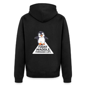 Today waddling through life Penguin - Unisex Premium Organic Zip Hoodie - black - Back - Nico (187cm)