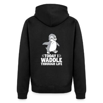 Aujourd’hui, je me dandine dans la vie Pingouin - Veste à capuche bio Premium Unisexe - noir - Dos - Nico (187cm)