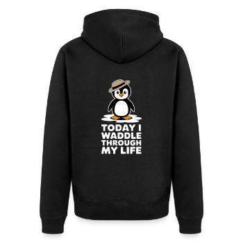 Today I waddle through my life in style - Unisex Premium Organic Zip Hoodie - black - Back - Nico (187cm)