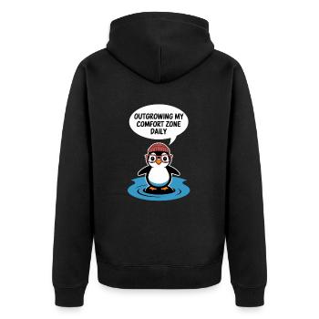 Grow Beyond Me Daily With Penguin - Unisex Premium Organic Zip Hoodie - black - Back - Nico (187cm)