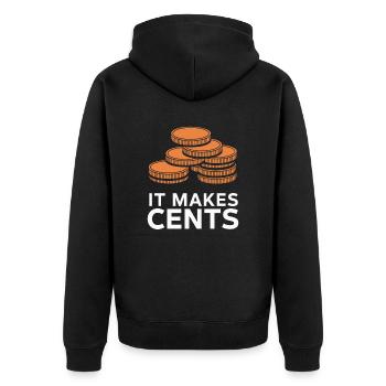 It Makes Cents Funny Coins Graphic - Unisex Premium Organic Zip Hoodie - black - Back - Nico (187cm)
