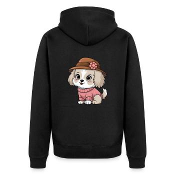 Chien mignon en chapeau et pull - Veste à capuche bio Premium Unisexe - noir - Dos - Nico (187cm)
