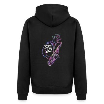 Né pour l’art du saxophone jazz - Veste à capuche bio Premium Unisexe - noir - Dos - Nico (187cm)