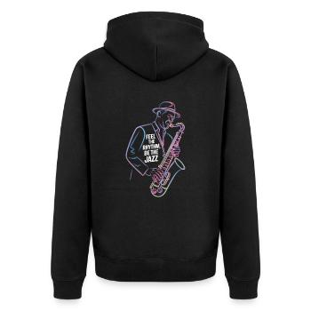 Sentez le rythme, soyez le jazz - Veste à capuche bio Premium Unisexe - noir - Dos - Nico (187cm)