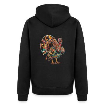 Geometric Farm Animal Graphic Turkey - Unisex Premium Organic Zip Hoodie - black - Back - Nico (187cm)
