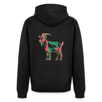geomGeometric Farm Animal Graphic Goat Colorful - Unisex Premium Organic Zip Hoodie - black - Back - Nico (187cm)