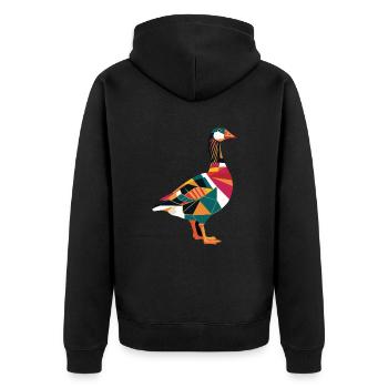 Geometric Farm Animal Graphic Goose - Unisex Premium Organic Zip Hoodie - black - Back - Nico (187cm)