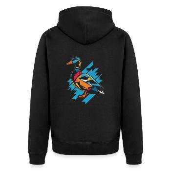 Geometric Farm Animal Graphic Duck In Colorful - Unisex Premium Organic Zip Hoodie - black - Back - Nico (187cm)