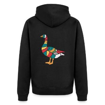Colorful Geometric Farm Animal Graphic Goose - Unisex Premium Organic Zip Hoodie - black - Back - Nico (187cm)