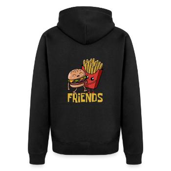 Burgers & Fries - Restauration rapide - Amis - Fête - Veste à capuche bio Premium Unisexe - noir - Dos - Nico (187cm)