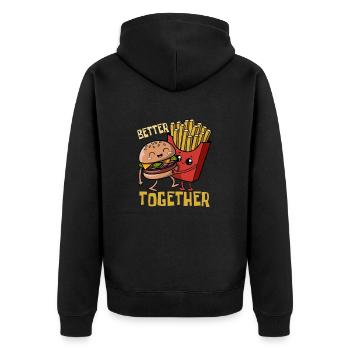 Burgers & Fries - Restauration rapide - BetterTogether - Veste à capuche bio Premium Unisexe - noir - Dos - Nico (187cm)