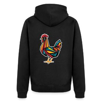 Geometrische Bauernhoftiere Grafik Huhn - Unisex Premium Bio Zip Hoodie - Schwarz - Hinten - Nico (187cm)