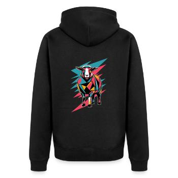 Geometrische Bauernhoftier Grafik - Farbige Schaf - Unisex Premium Bio Zip Hoodie - Schwarz - Hinten - Nico (187cm)