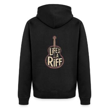 Guitar Player: Life's A Riff - Unisex Premium Organic Zip Hoodie - black - Back - Nico (187cm)