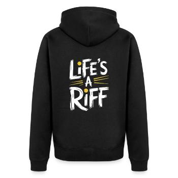 Guitar Player: Life's A Riff Artwork - Unisex Premium Organic Zip Hoodie - black - Back - Nico (187cm)