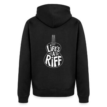 Guitar Player: Life's A Riff - Unisex Premium Organic Zip Hoodie - black - Back - Nico (187cm)