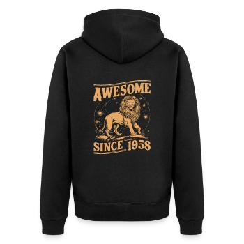 Leo Astrological Sign Zodiac Birthday Year 1958Leo - Unisex Premium Bio Zip Hoodie - Schwarz - Hinten - Nico (187cm)