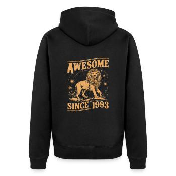 Leo Astrological Sign Zodiac Birthday Year 1993Leo - Unisex Premium Bio Zip Hoodie - Schwarz - Hinten - Nico (187cm)