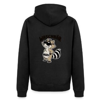 Waschbär Bauch - Waschbrett Bauch Cartoon - Unisex Premium Bio Zip Hoodie - Schwarz - Hinten - Nico (187cm)