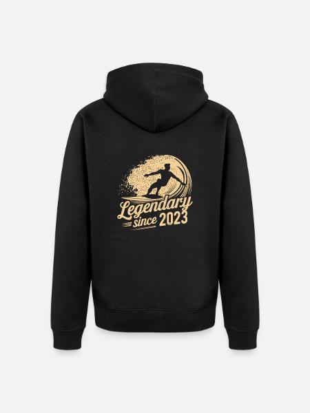 Legendary since 2023 Birthday Surfer - Unisex Premium Organic Zip Hoodie - black