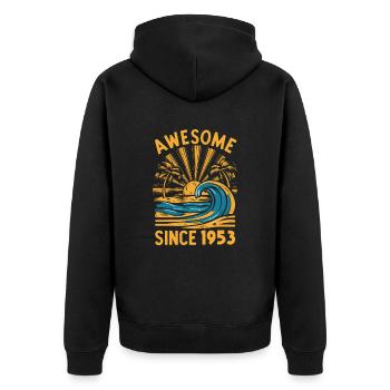 Awesome Since 1953 Birthday Beach - Unisex Premium Organic Zip Hoodie - black - Back - Nico (187cm)