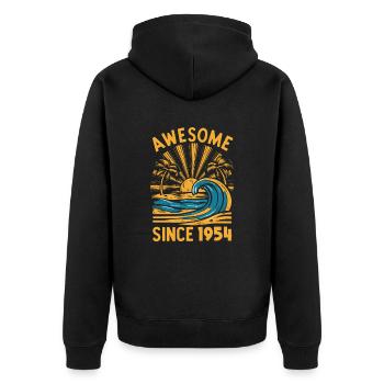 Awesome Since 1954 Geburtstag Strand - Unisex Premium Bio Zip Hoodie - Schwarz - Hinten - Nico (187cm)