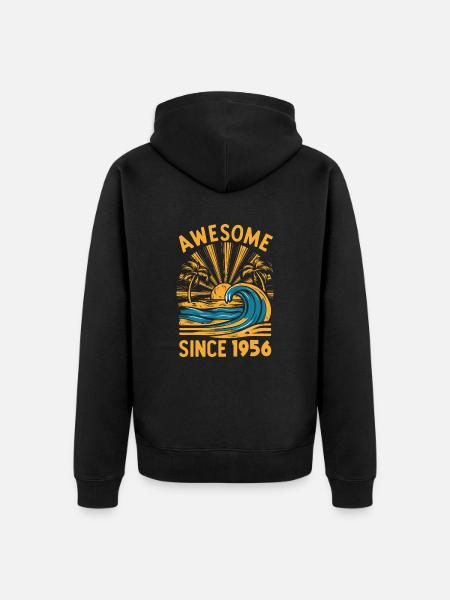 Awesome Since 1956 Birthday Beach - Unisex Premium Organic Zip Hoodie - black