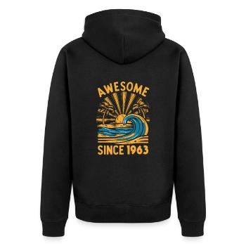 Awesome Since 1963 Geburtstag Strand - Unisex Premium Bio Zip Hoodie - Schwarz - Hinten - Nico (187cm)