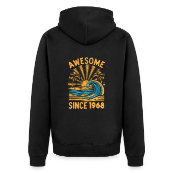 Awesome Since 1968 Geburtstag Strand - Unisex Premium Bio Zip Hoodie - Schwarz - Hinten - Nico (187cm)