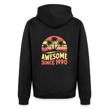 Awesome since 1990's birthday - Unisex Premium Organic Zip Hoodie - black - Back - Nico (187cm)