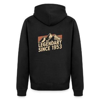 Legendär Seit 1953 Geburtstag - Unisex Premium Bio Zip Hoodie - Schwarz - Hinten - Nico (187cm)