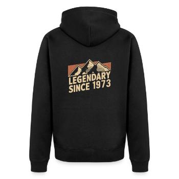 Legendary since 1973 Birthday - Unisex Premium Organic Zip Hoodie - black - Back - Nico (187cm)