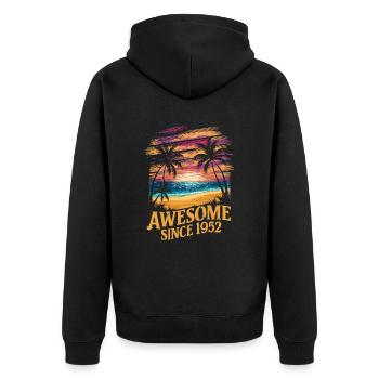 Awesome Since 1952 Strand Sonnenuntergang - Unisex Premium Bio Zip Hoodie - Schwarz - Hinten - Nico (187cm)